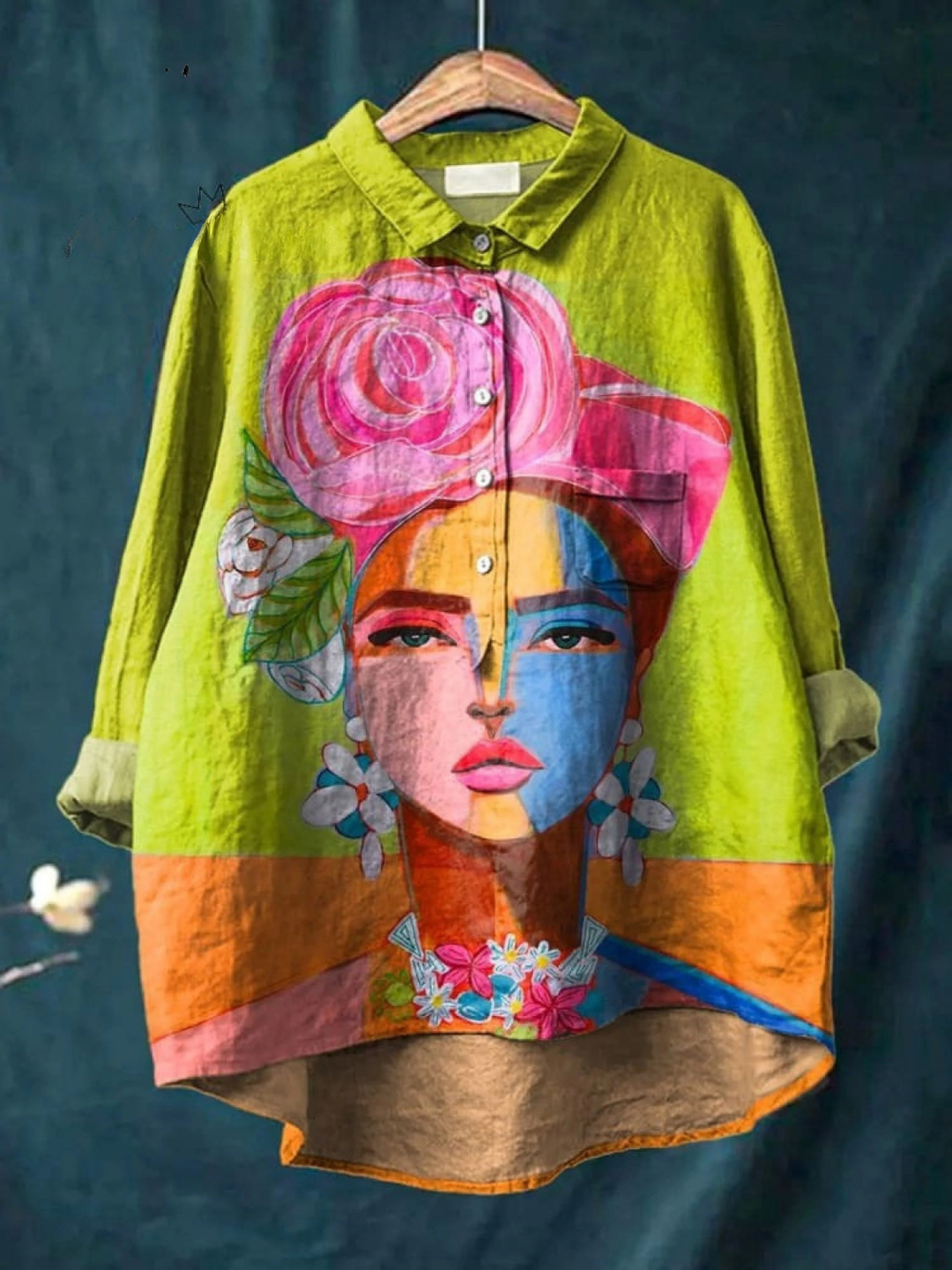 Cherily - Camisa de Botones Con Estampado de Retratos