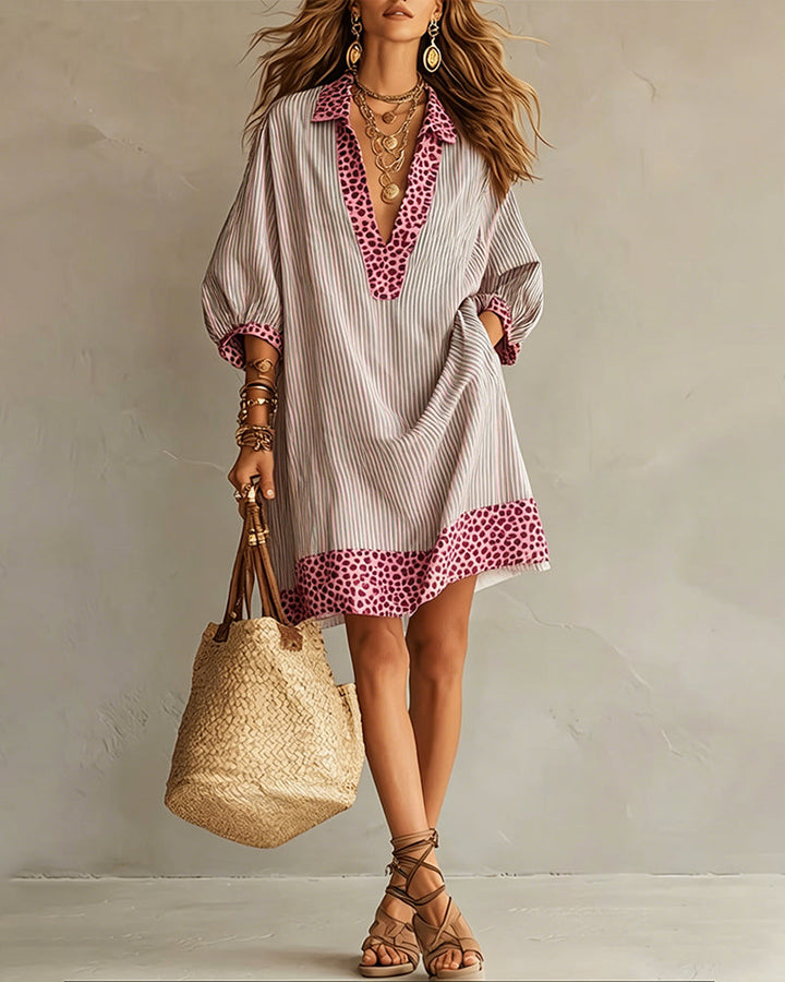 Marget - Vestido Con Paneles De Estampado De Leopardo Y Mangas Abullonadas