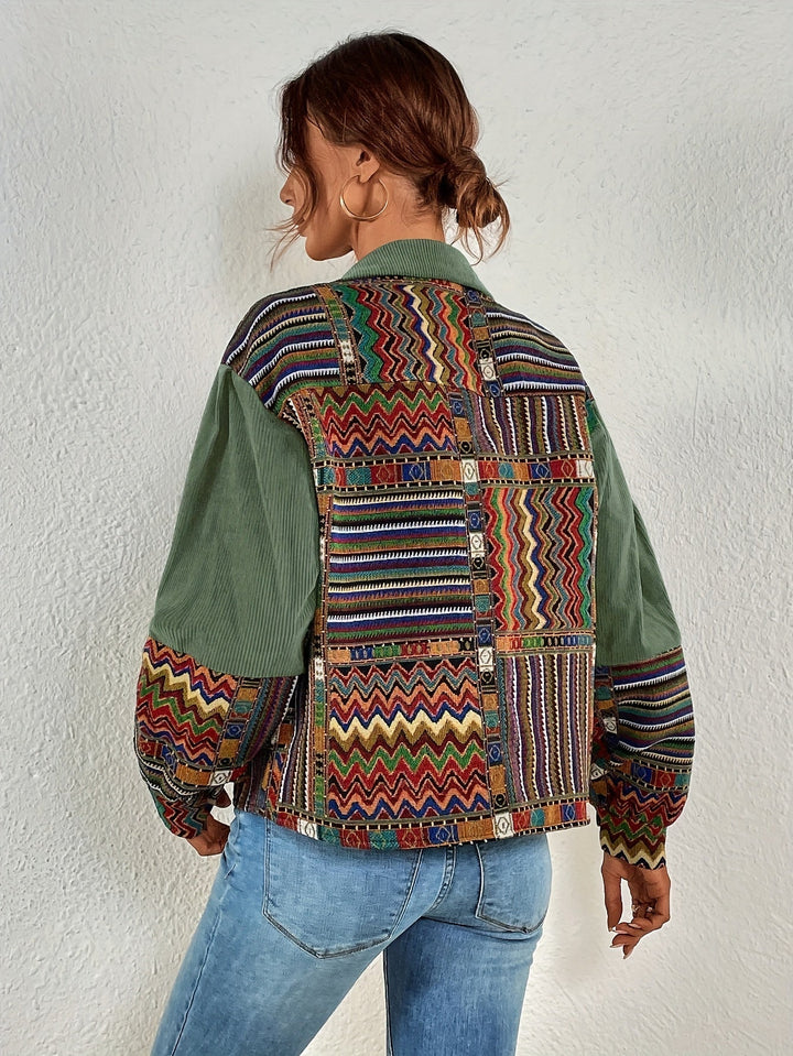 Amelina - Chaqueta De Pana Con Diseño Boho De Patchwork Y Botones