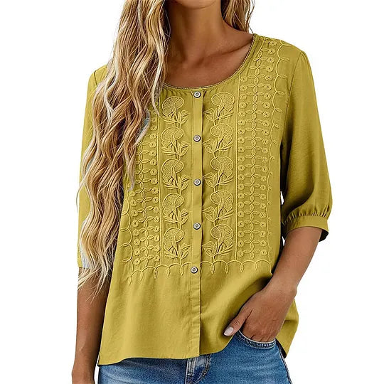 Andreza - Blusa De Algodón Con Botones