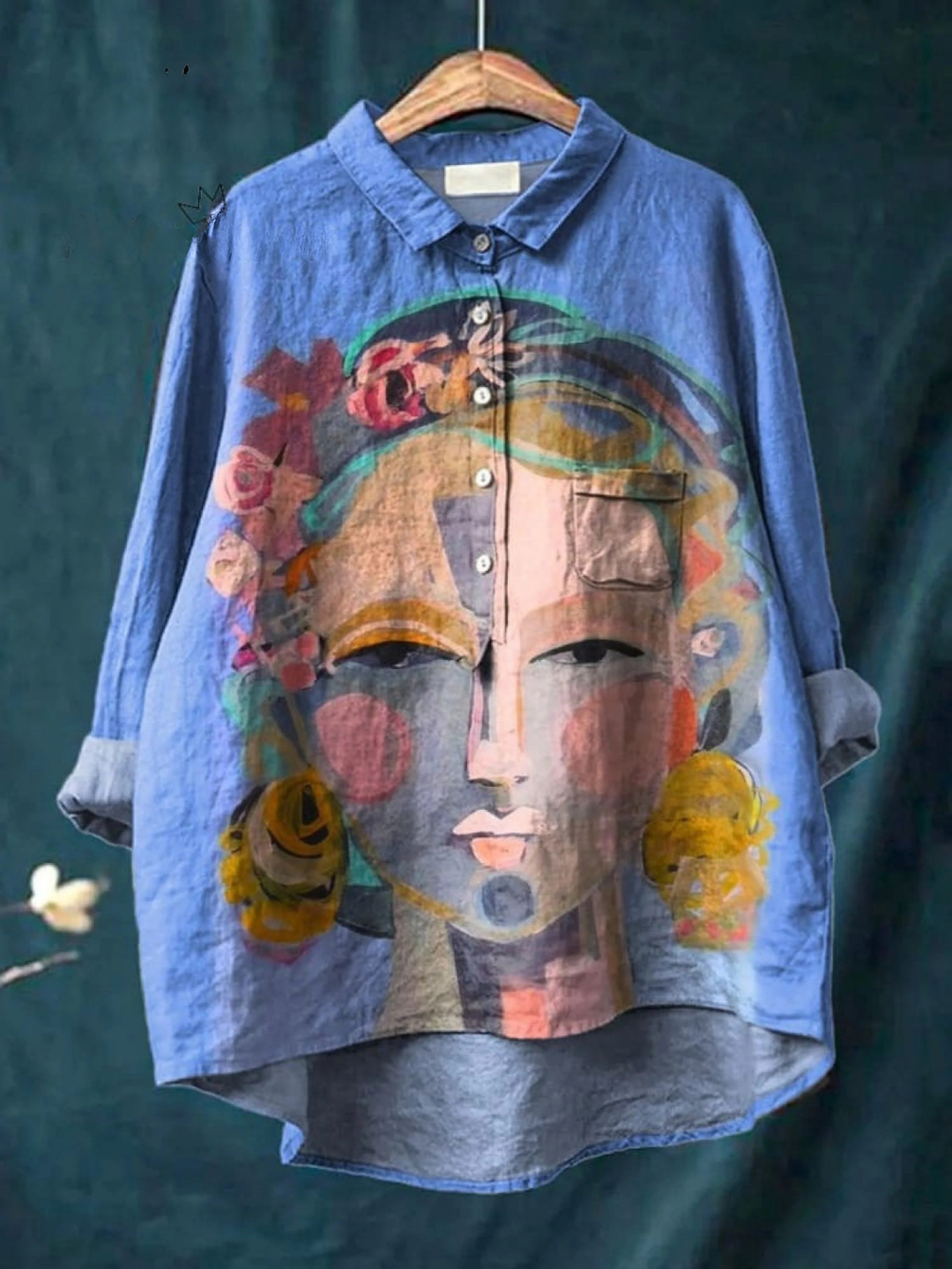 Cherily - Camisa de Botones Con Estampado de Retratos