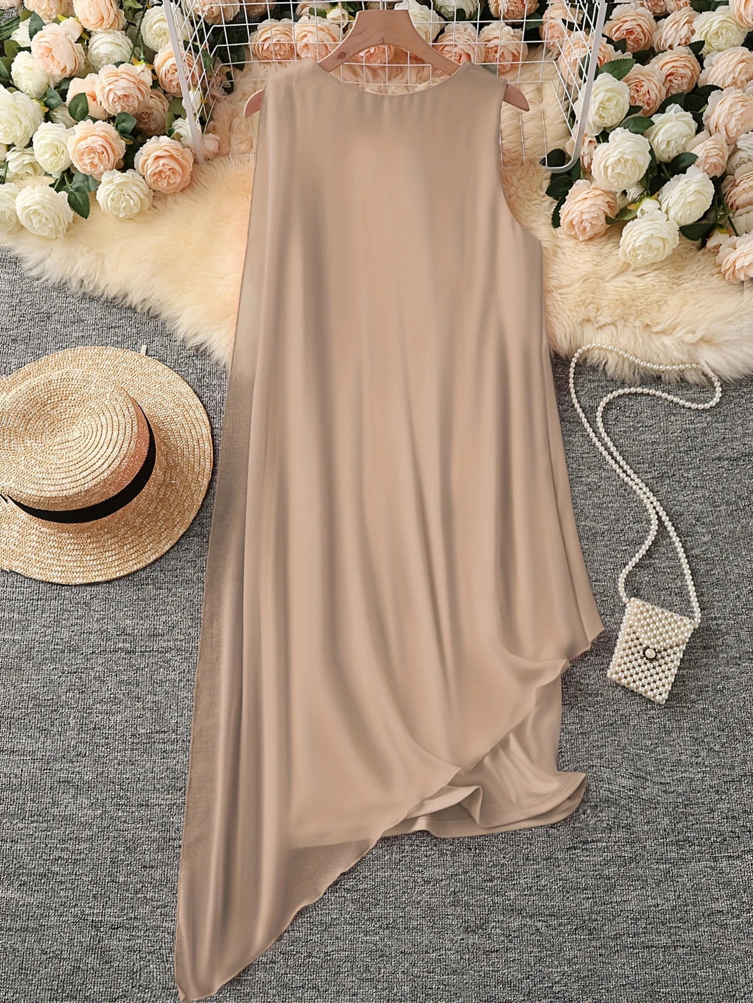 Maren - Elegante Vestido Midi Con Mangas Sin Mangas