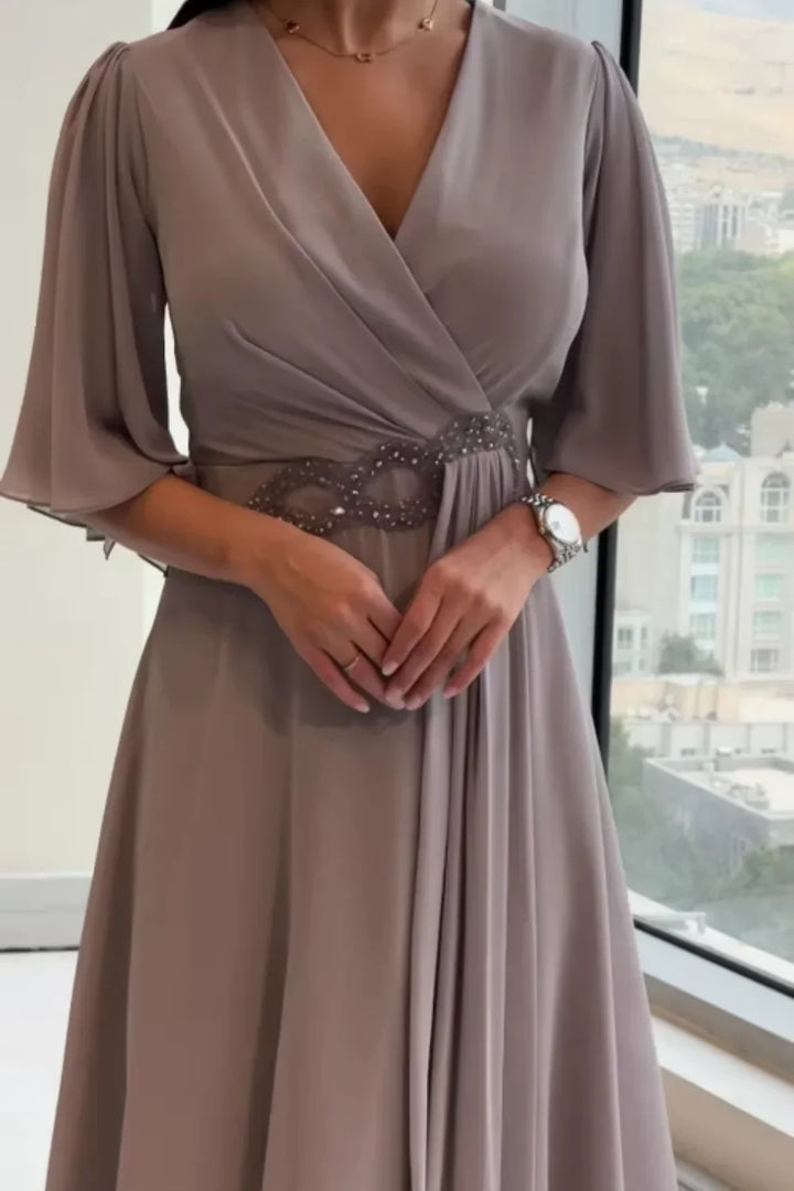 Ezina - Elegante Vestido Largo De Gasa
