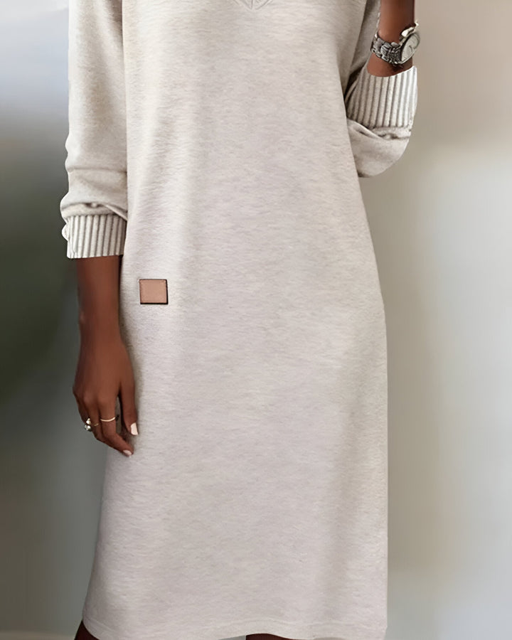 Kymari - Vestido Largo Informal de Punto con Cuello en V