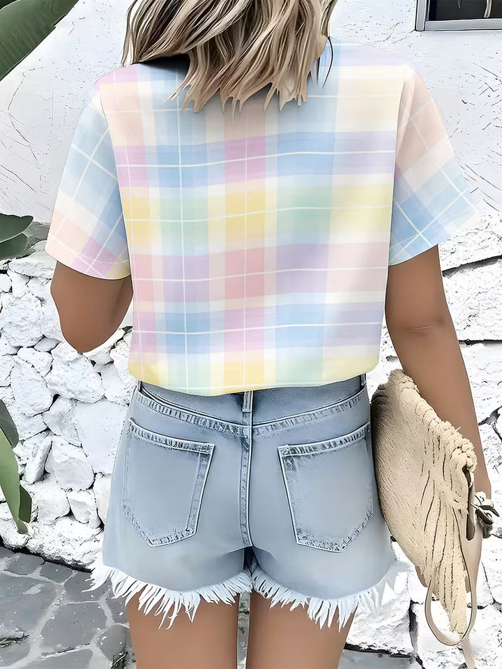 Harrell - Camisa de manga Corta con Estampado de Cuadros