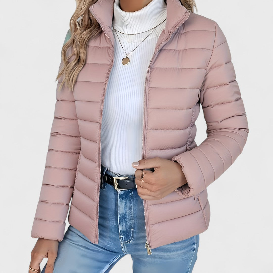 Simone - Elegante Chaqueta Larga Con Cuello