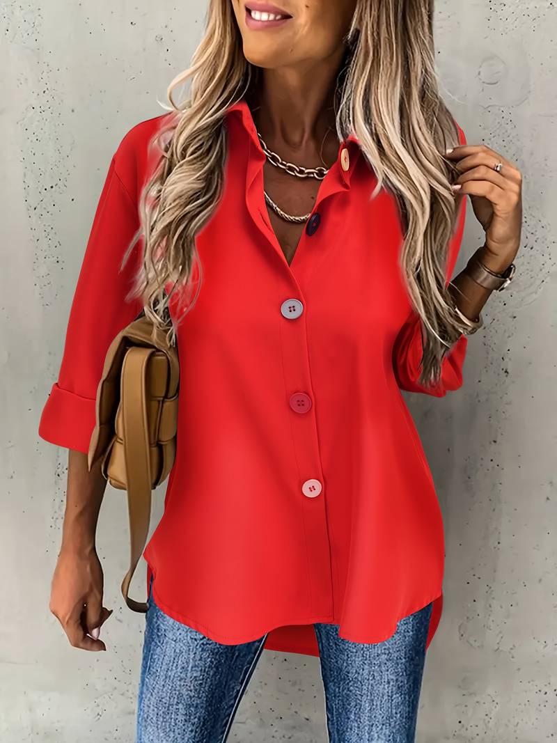 Lasangi - Camisa Informal de Manga larga Con Varios Botones