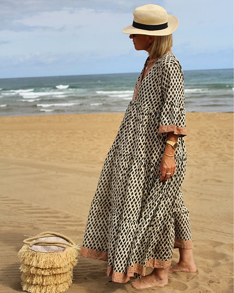 Relesha - Vestido Holgado Con Estampado De Rombos