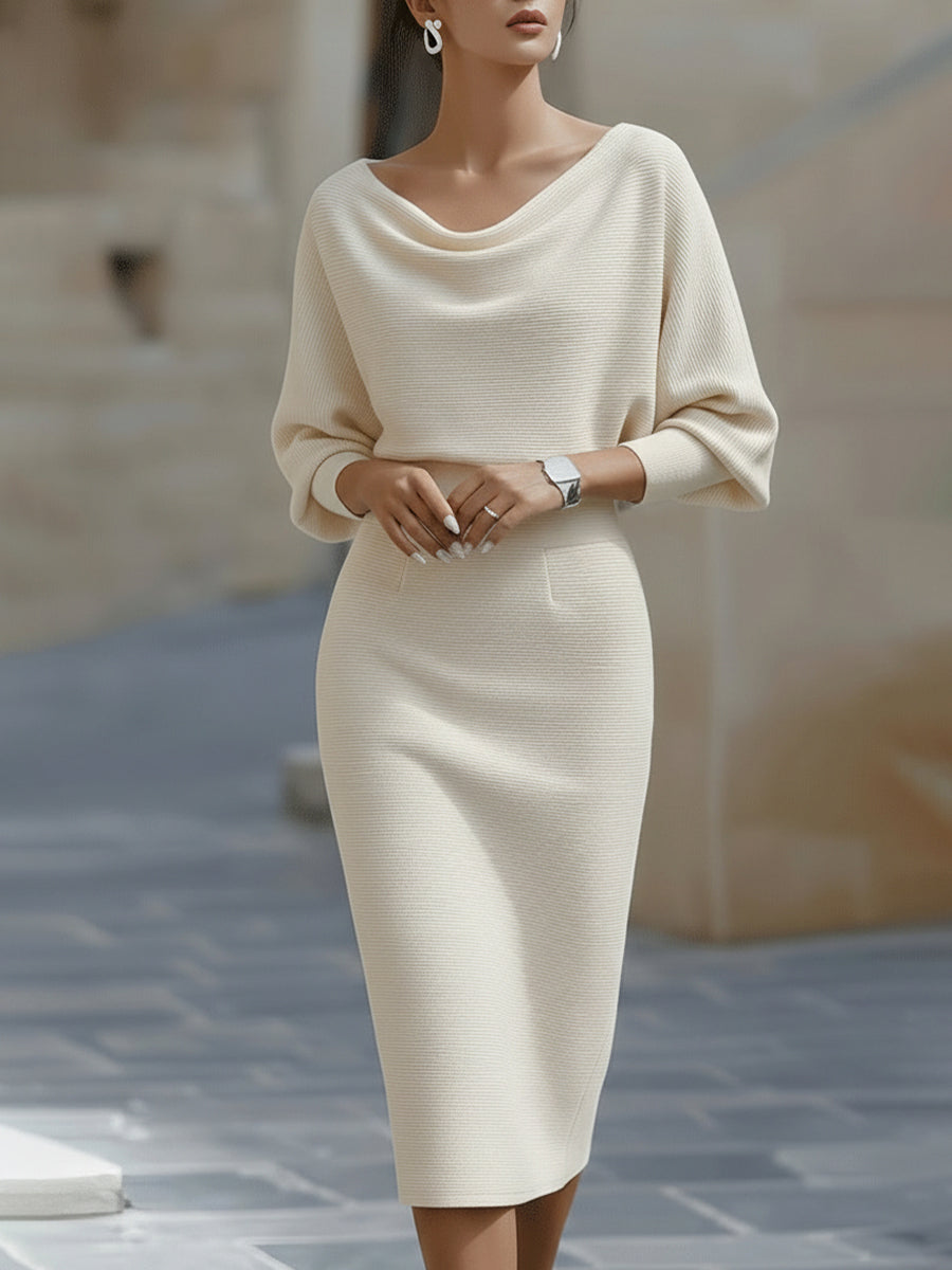 Amyy - Vestido Midi Elegante De Manga Larga