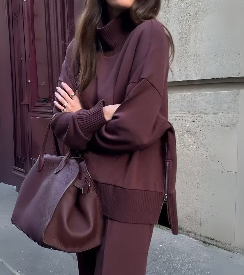Blandine - Conjunto De Dos Piezas De Punto Jersey De Cello Alto y Pantalones Anchos