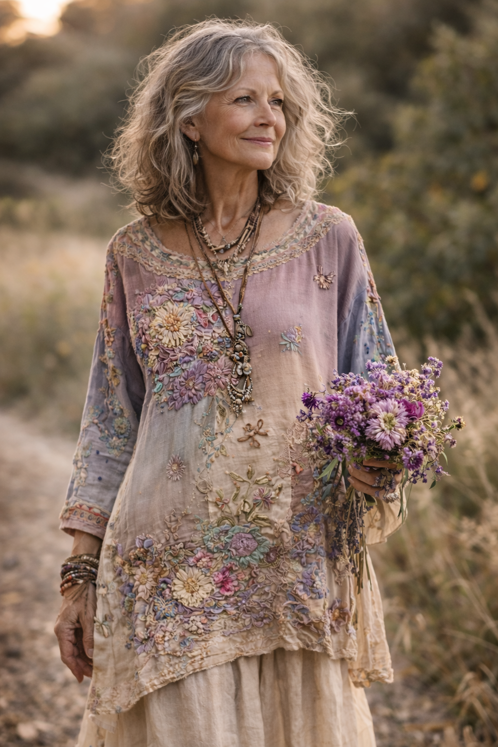 Ridika - Vestido Floral De Cuello Redondo y Tejido Transpirable