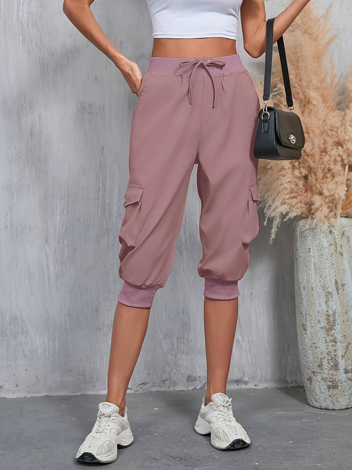 Kirabo - Pantalones Cargo De Verano Con Múltiples Bolsillos Y Cintura Elástica Acanalada