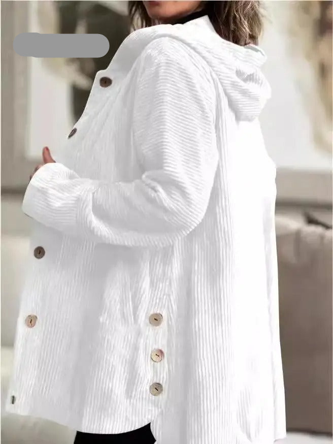 Tezila - Elegante Abrigo De Pana Con Capucha