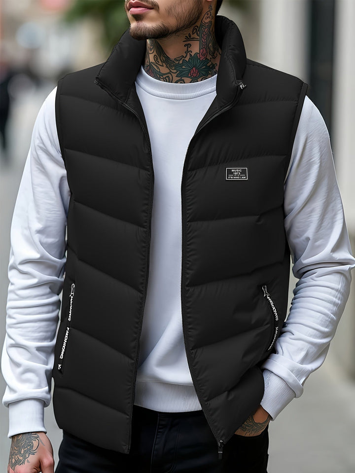 Aloyis - Chaleco Acolchado Con Cuello Alto Y Bolsillos Con Cremallera