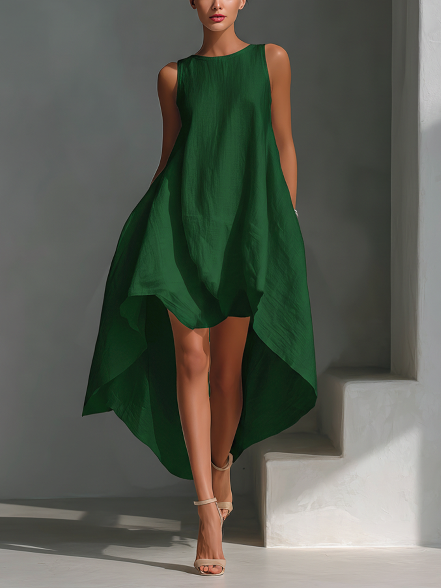 Alyna - Vestido Midi Sin Mangas Con Bajo Asimétrico
