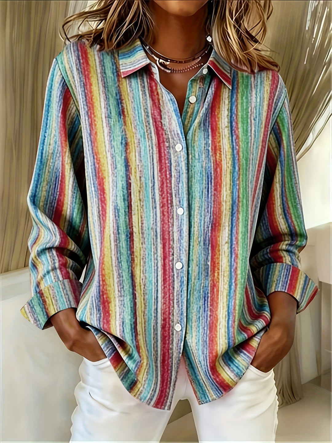 Chamique - Camisa De Manga Larga Con Botones