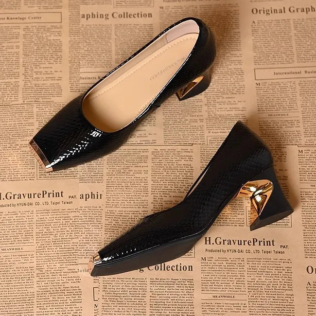 Merja - Zapatos De Salón Con Estampado De Piel De Serpiente Y Tacón Grueso