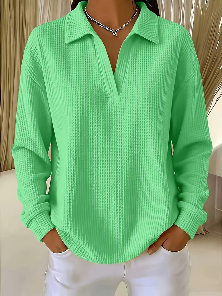 Nastya - Elegante Camisa Con Cuello Polo Y Tejido De Gofre