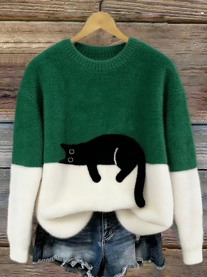 Aiste - Jersey Informal Con Estampado de Gato