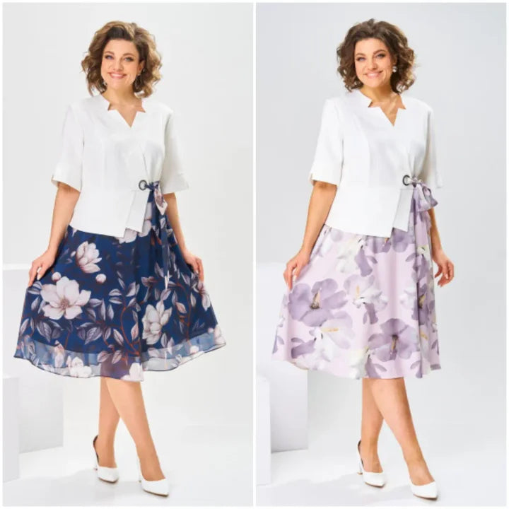 Barnes - Vestido Midi con Estampado Floral y Chaqueta