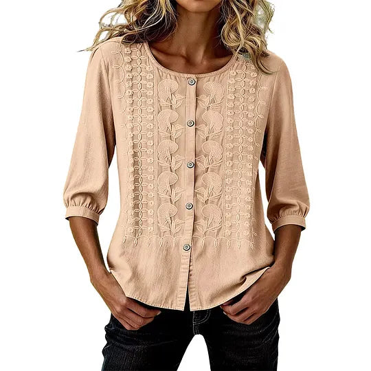 Andreza - Blusa De Algodón Con Botones