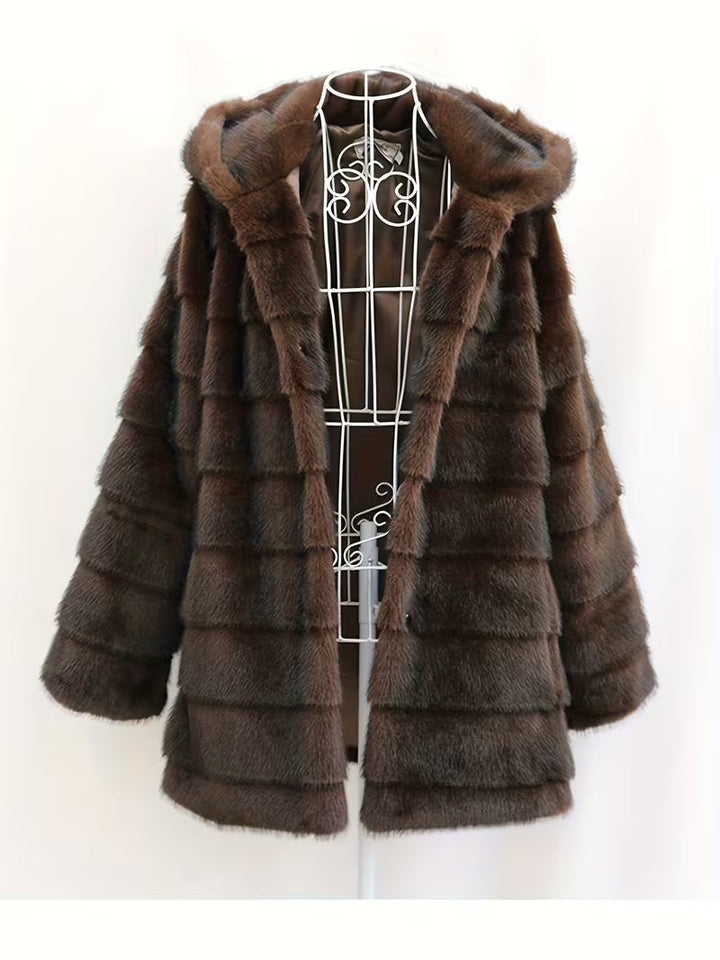 Bartola - Abrigo Con Capucha y Textura de Piel