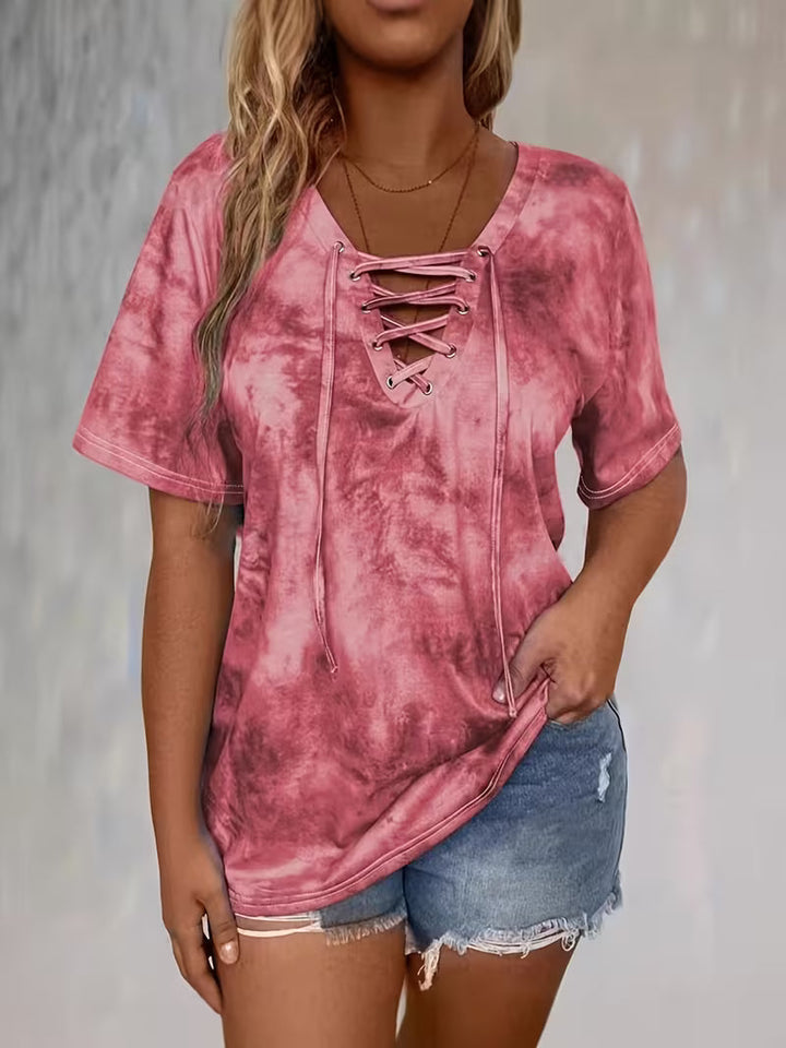 Beryl - Camiseta de Manga corta con Estampado y Cordón Ajustable