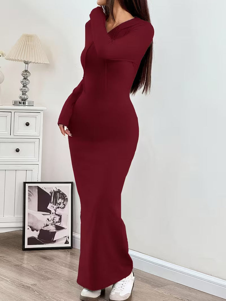 Dahye - Vestido Largo De Manga Larga Con Capucha
