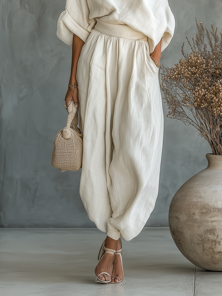 Abira - Conjunto De Top Con Hombros Al Aire y Pantalones Holgados