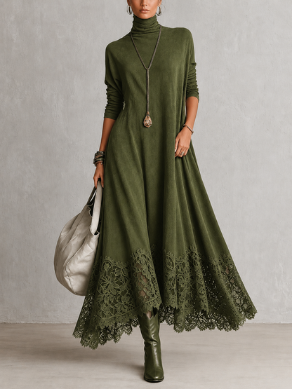 Albria - Vestido Largo de Manga Larga con Estilo Vintage