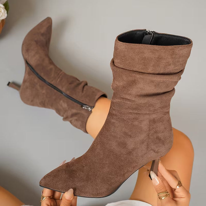 Tittana - Botas De Tacón Medio Con Puntas Afiladas