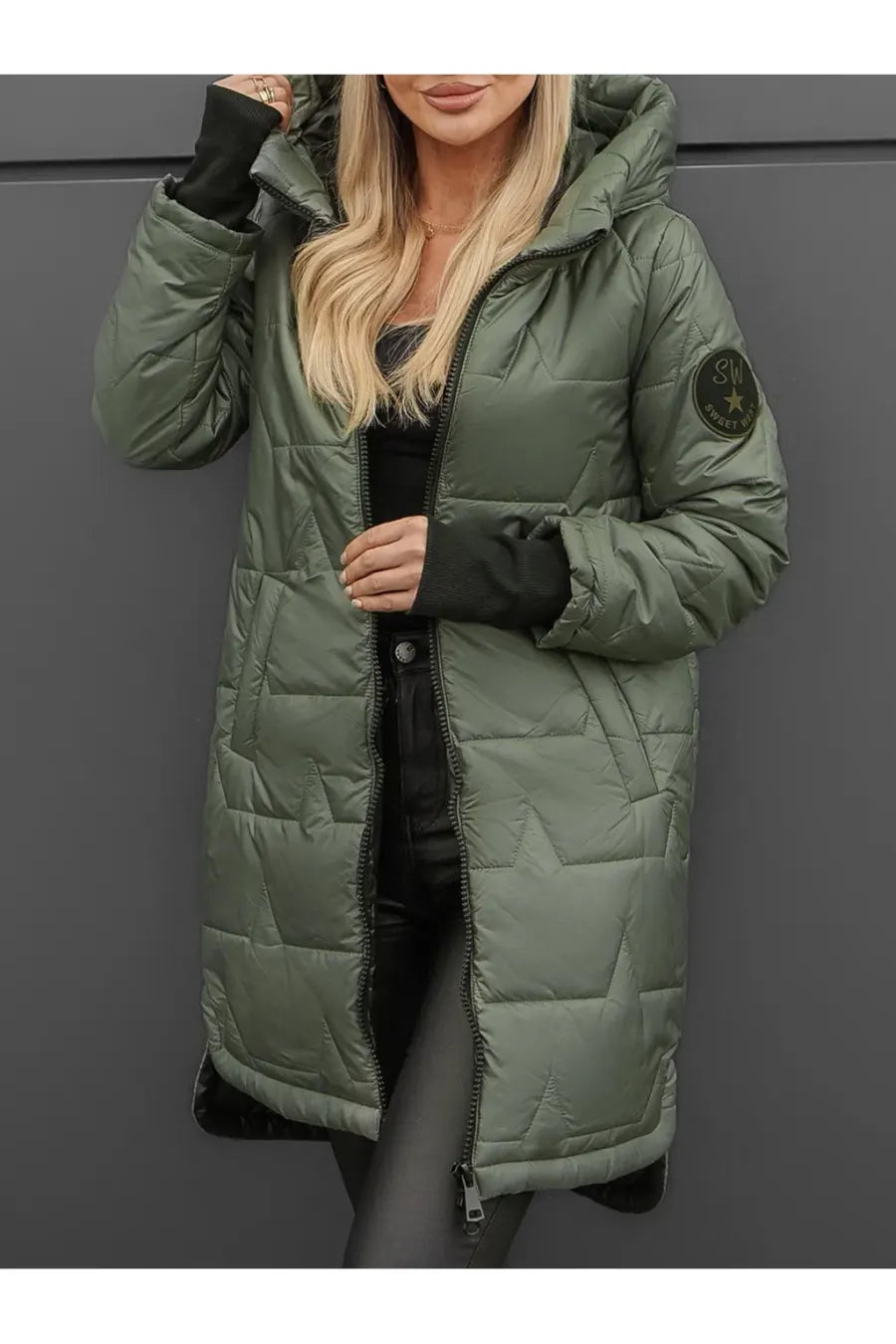 Lipina - Chaqueta Larga Acolchada Con Capucha