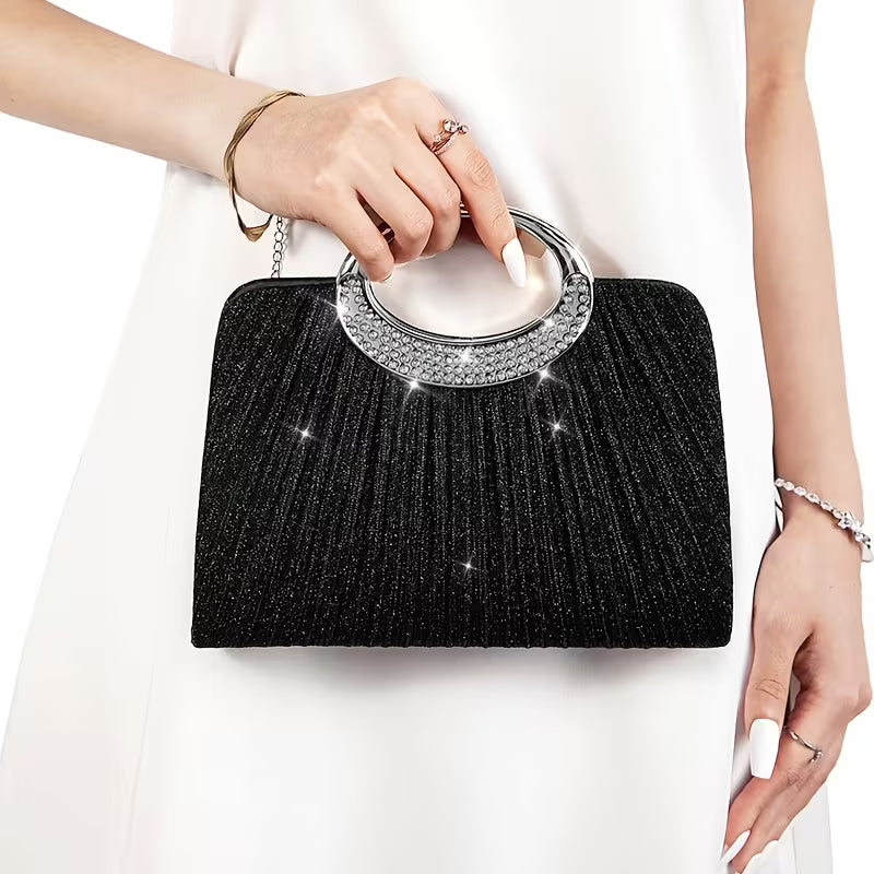 Lizzana - Bolso De Mano Plisado Con Anilla Redonda Brillante
