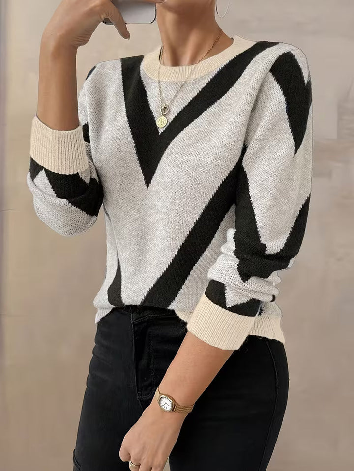 Minaza - Jersey De Cuello Redondo Con Estampado Geométrico
