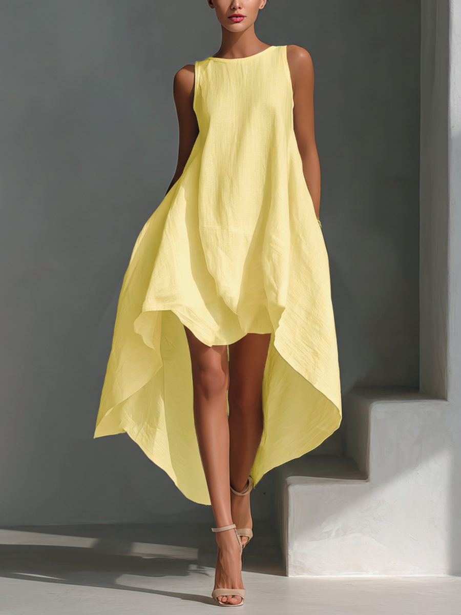Alyna - Vestido Midi Sin Mangas Con Bajo Asimétrico