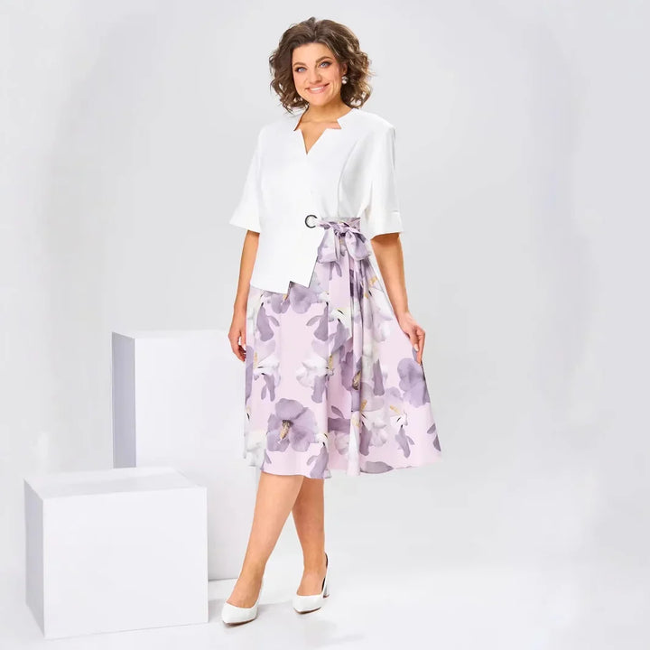 Barnes - Vestido Midi con Estampado Floral y Chaqueta