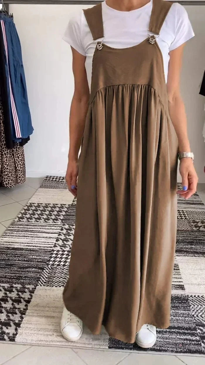 Regla - Vestido Holgado De Algodón Y Lino Con Tirantes