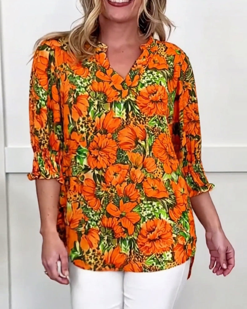Niliza - Blusa Floral De Manga Corta