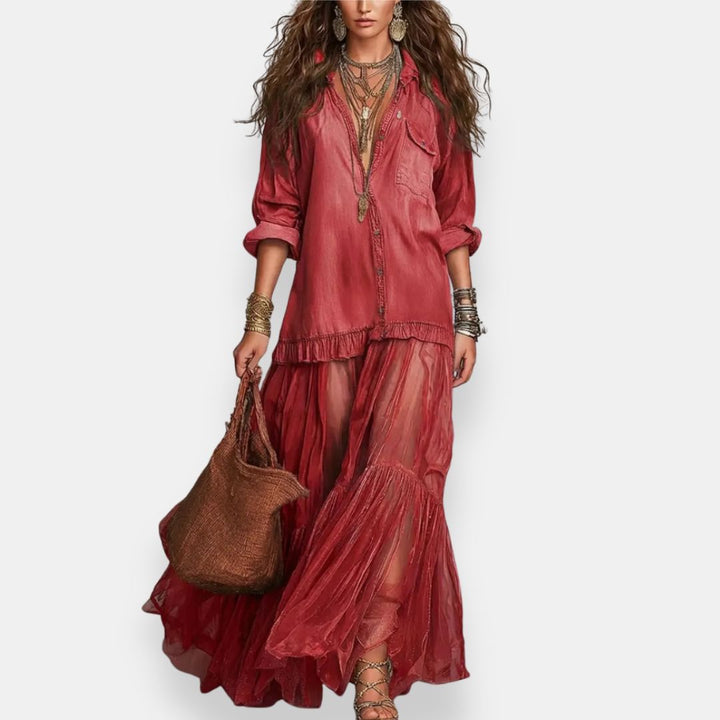 Zaynab - Vestido Largo De Estilo Bohemio Con Volantes