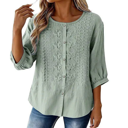 Andreza - Blusa De Algodón Con Botones