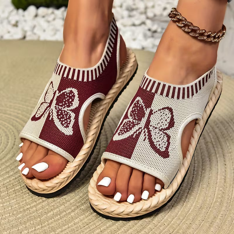 khulood - Cómodas Sandalias Planas Con Estampado De Mariposas