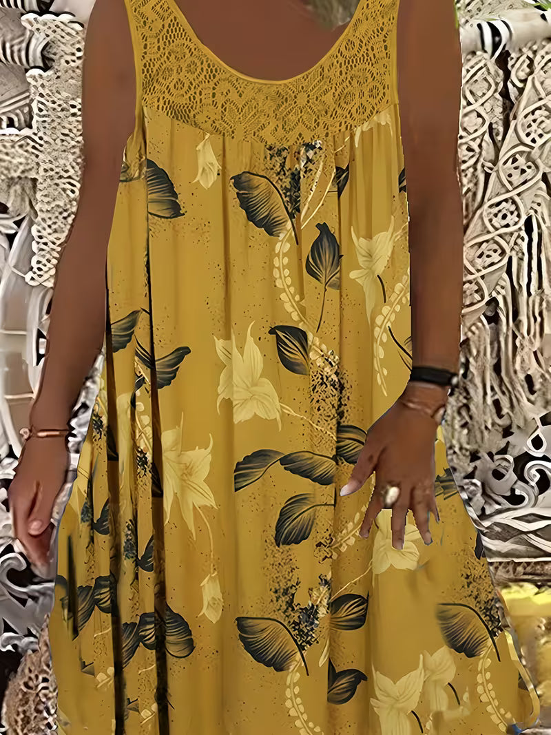 Samudri - Vestido Largo Holgado Sin Mangas y Con Cuello Redondo