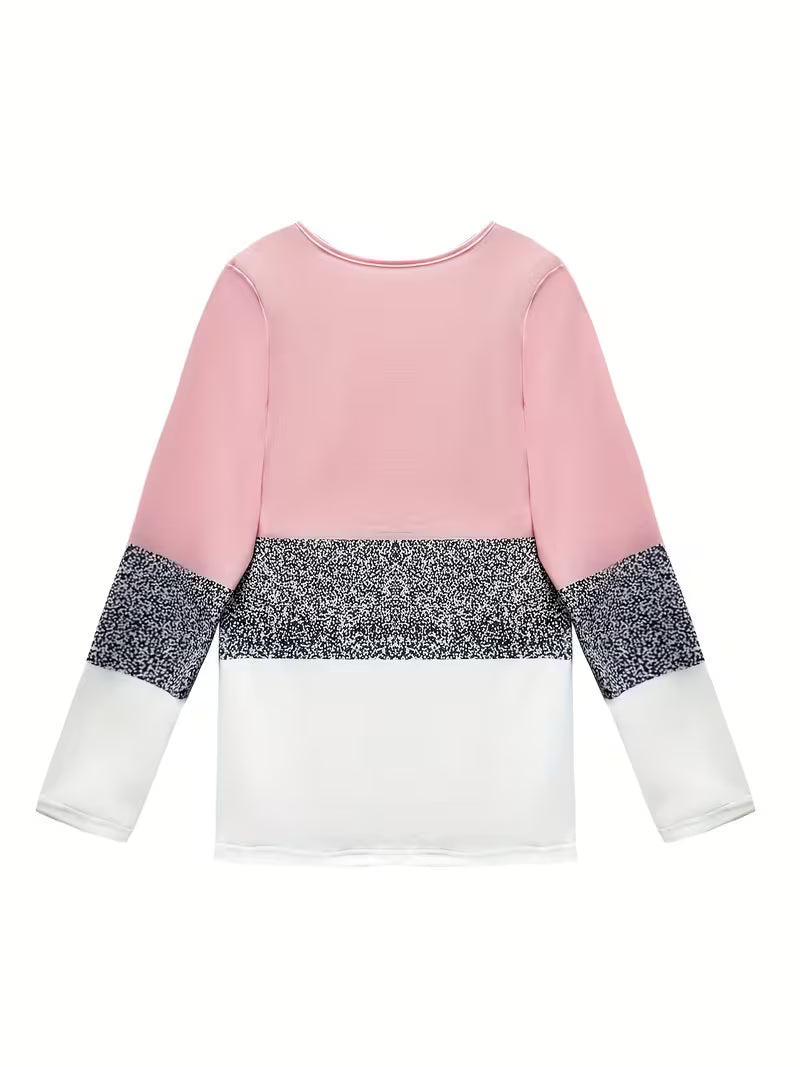 Jullie - Camiseta De Manga Larga Con Panel Brillante en Bloques De Color