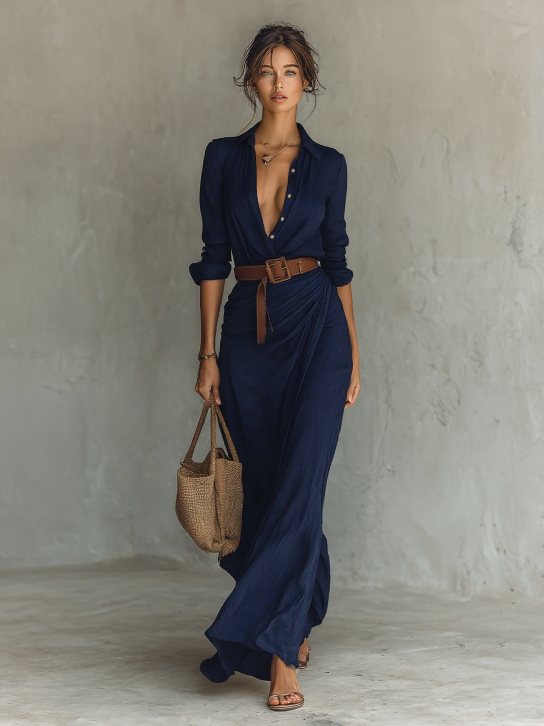Moona - Vestido De Manga Larga Con Solapas