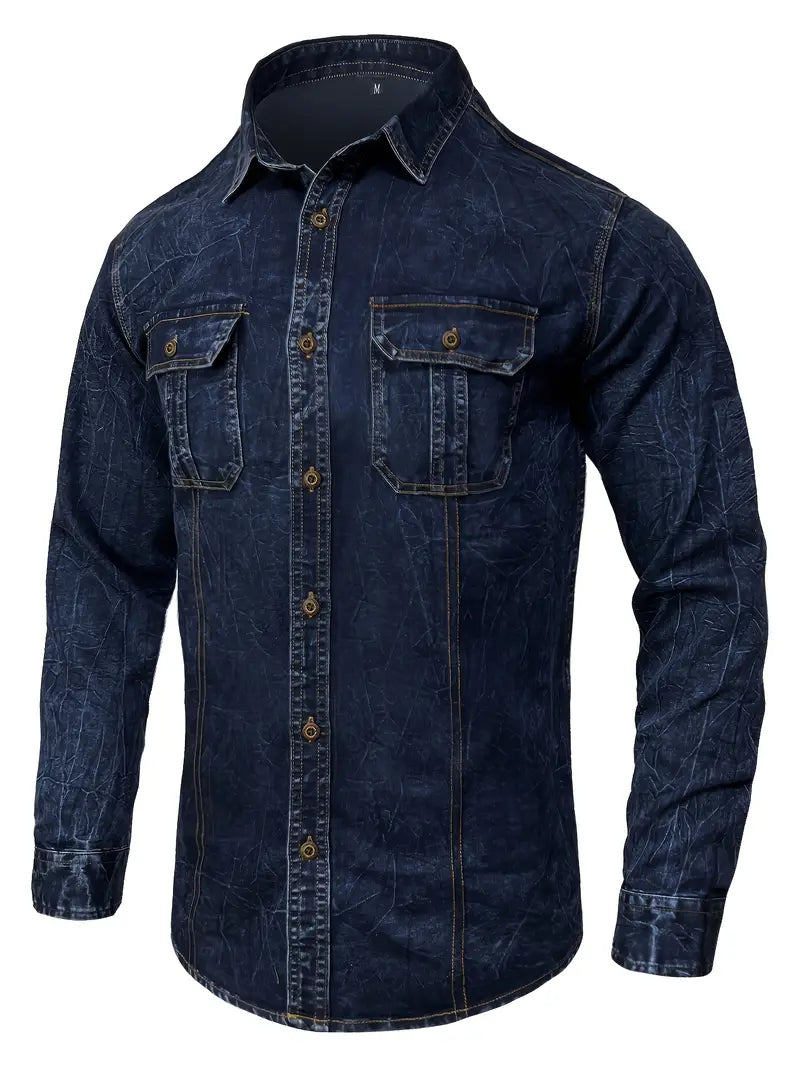 Angelo - Camisa Vaquera Con Bolsillos Delanteros Con Botones