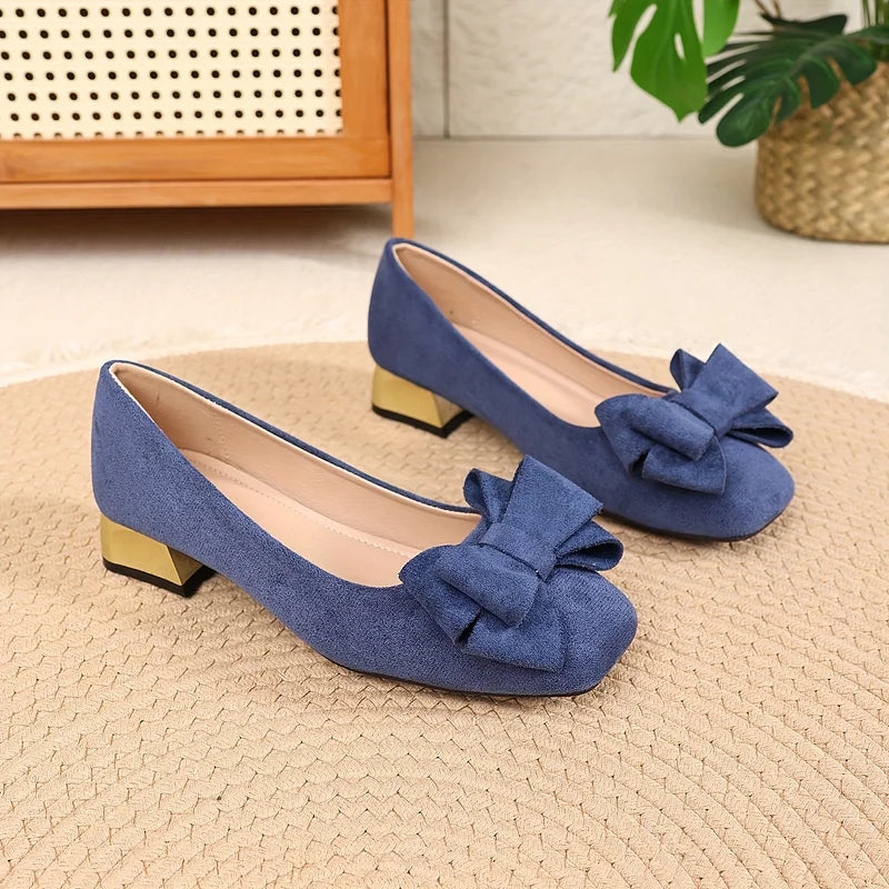 Silvie - Elegantes Zapatos de Tacón Bajo Con Lazo