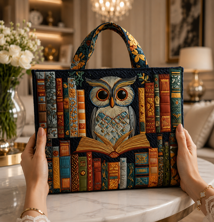 Tyliana - Bolso De Mano Acolchado «Biblioteca» con bordado de búho