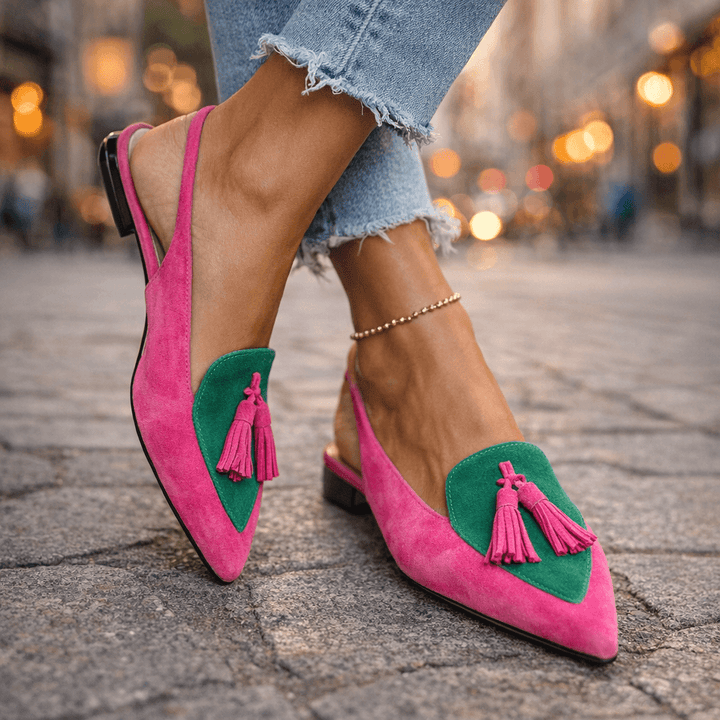 Eveliina - Bailarinas de Punta con Tiras Traseras y Borlas