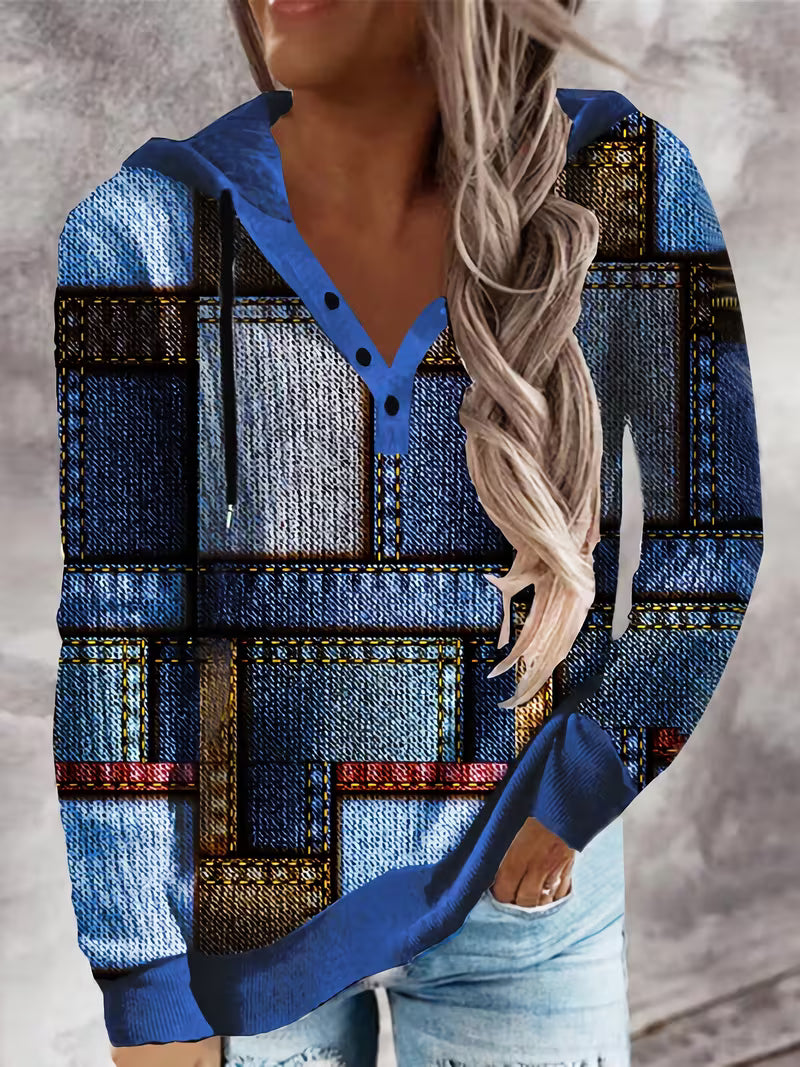 Ceren - Sudadera Con Capucha Informal De Manga Larga Estampada