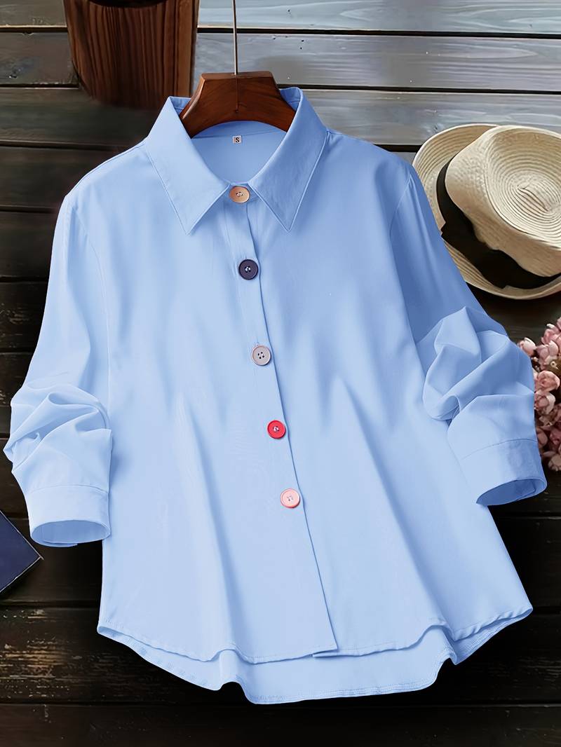 Lasangi - Camisa Informal de Manga larga Con Varios Botones